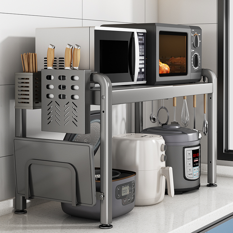 帅仕微波炉置物架厨房烤箱架子台面多功能家用电饭煲可伸缩收纳架
