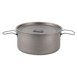 Pure titanium double-ear soup pot with lid for outdoor travel, self-driving, mountaineering and camping, large-capacity portable folding outdoor cooker