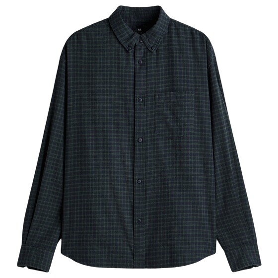 
HM men's shirt spring loose version commuter plaid long-sleeved inner shirt 1296173
