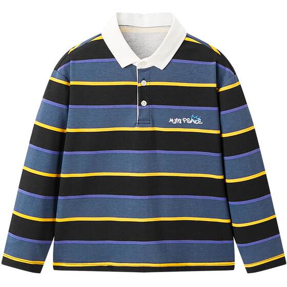 
MINIPEACE PEACEBIRD Children's Clothing Boys Striped POLO Shirt Children's Long Sleeve Lapel T-Shirt Spring and Autumn College Internal Match