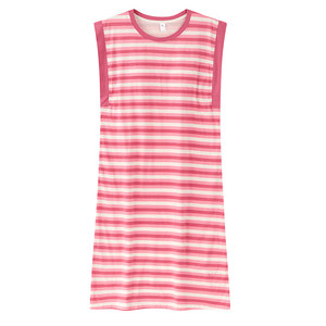 
Integrated vest nightgown with chest pad for women's summer sleeveless mid-length sweet striped pajamas Korean style outdoor wear