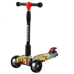 Skateboarding children 1-3-6-8-year-old child pedal folding male and female baby single feet 4 rounds of glittering and slipping
