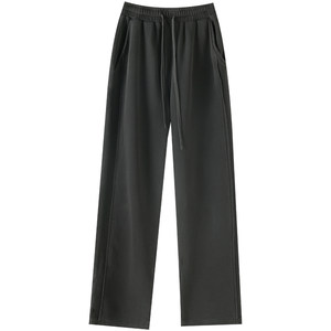 
Dark gray slit wide-leg sweatpants for women in autumn and winter small high-waisted American casual straight-leg loose floor-length sweatpants