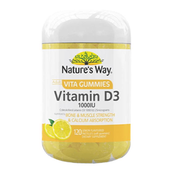 Nature's Way澳洲成人维生素D3软糖柠檬味120粒保健品补钙促吸收
