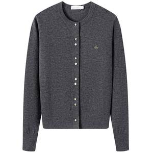 [Pure wool] Navigare Italian sailing gray sweater outer women's new casual knitted cardigan
