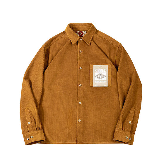 
MRA Men's Japanese Ginger Corduroy Long Sleeve Shirt Maillard Navajo Layer Jacket