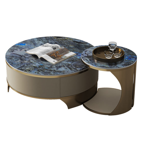 
Mobeier slate round coffee table living room home high-end elegant light luxury modern simple TV cabinet combination