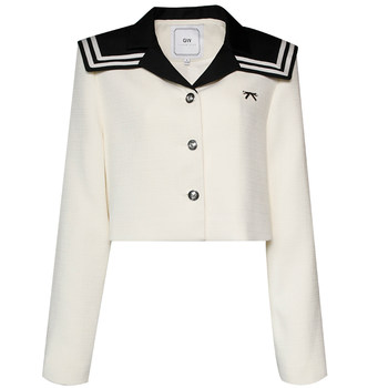 GW Large Size Women's College Navy Collar Jacket 2025 Autumn New Style Small Fat Girl Loose Age Reducing Jacket Top
