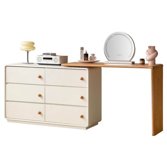 
Genji Wood Language Solid Wood Dressing Table Modern Simple White Cupboard Dressing Table Bedroom Home Rotating Dressing Table