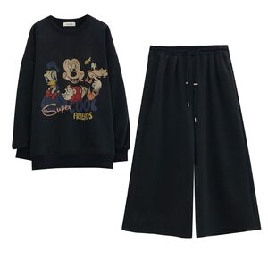 
Nuochu Cartoon Maternity Sweater Set Spring and Autumn Loose Slim Cover Belly Covering Pregnancy Casual Outing Two-piece Set