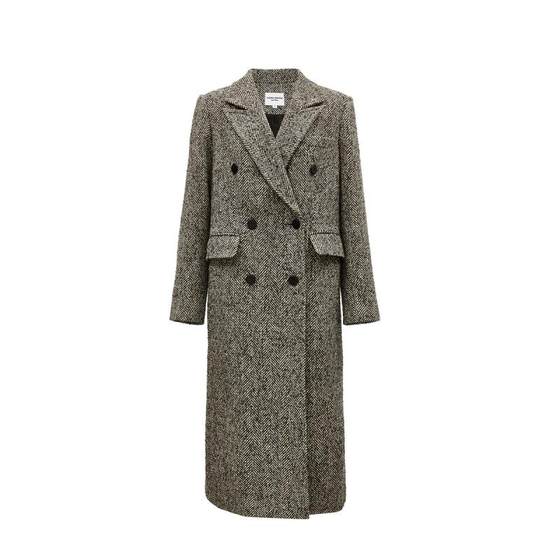 
Lingzhi Vero Moda windbreaker women's autumn and winter wool double-breasted herringbone pattern loose temperament coat