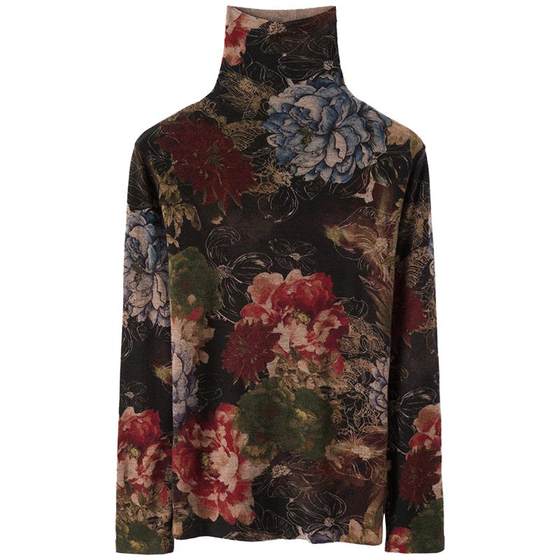 Packing mothers pretend to keep warm needle woven sweater, women's thin water -soluble printed printed bottom shirt women's cover wool sweater
