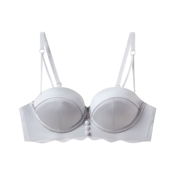 
French satin half-cup underwear for girls without rims, small breasts, push-up, anti-sagging, side breasts, strapless bra