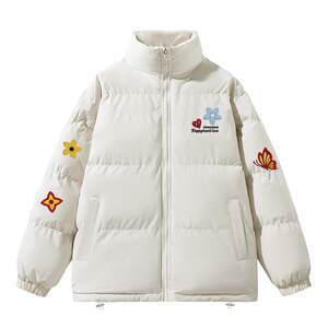 
Charles Heart Butterfly Flower Cotton Coat New Winter Trendy Brand Thickened Warm Couple Bread Cotton Coat Jacket for Men