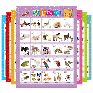 
Baby Early Education Enlightenment Education Silent Slip Chart Children's Fruit Vegetables Animal Digital Non-Voice Cognitive Wall Stickers