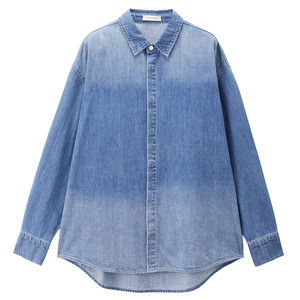 
Designer Giordano 2026 Spring New Loose Washed Gradient Denim Shirt Men's Long Sleeve 18045702