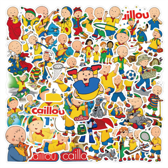 55张卡通Caillou 卡由动画个性涂鸦贴画手机壳行李箱充电宝笔记本滑板车摩托车头盔平板吉他电脑防水装饰贴纸