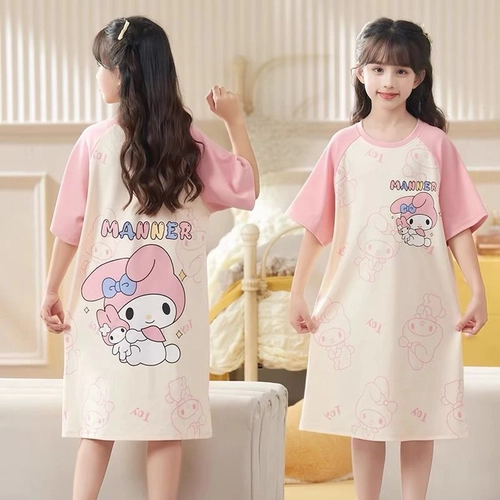 Детская пижама, летняя мультяшная юбка для принцессы, короткий рукав, подходит для подростков