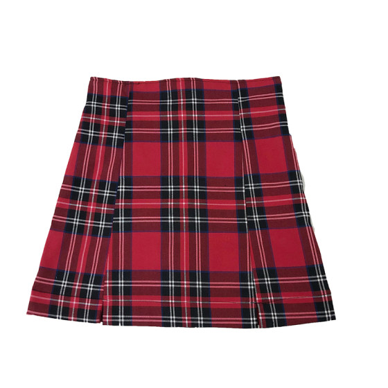 Large size chubby mm Scottish high waisted red plaid skirt for women's spring and autumn split sexy buttocks skirt A-line short skirt