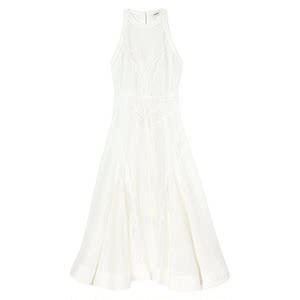 
SANDRO2025 spring and summer women's French elegant temperament linen blend hollow pattern sleeveless A-line dress