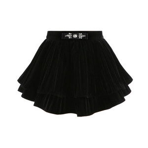
versatile high-waisted black velvet skirt for women in autumn and winter new sweet double-layer puffy skirt for small short skirt