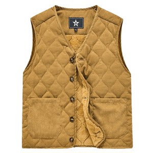 
Autumn and winter men's velvet warm vest new diamond pattern cotton vest vest workwear corduroy retro wear