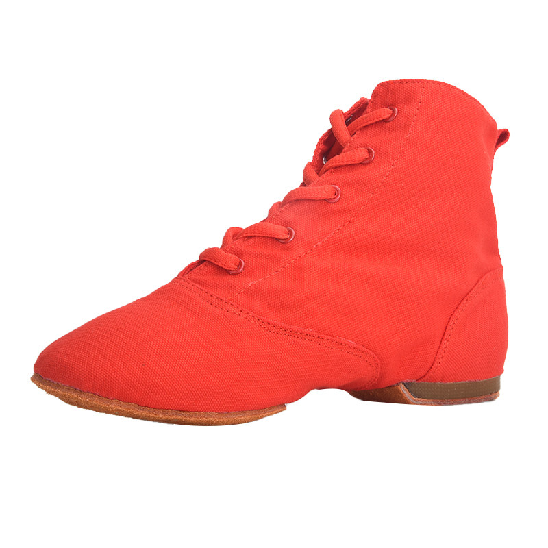 Yi Meihan Red High-Top Jazz Shoes Canvas Dance Boots