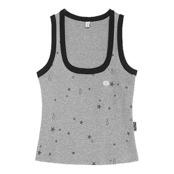 
innomoood'tears star'Star teardrops full print elastic knitted contrasting vest to make you look slimming and protect your side breasts