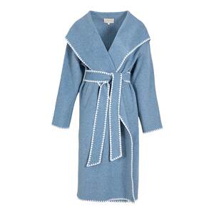 
Haze blue double-sided coat women's long hooded high-end woolen coat 2026 autumn and winter new style