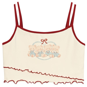 
Mori Girl Tribe's original cute and cute bear print color matching camisole 2026 summer new women's clothing