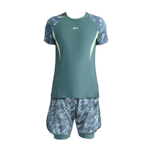 Xtep men's swimsuit 2025 new loose large size anti-embarrassment split fashion slimming double-layer pants training set