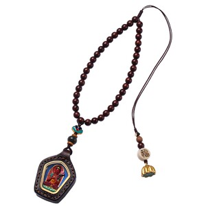 
Dashantang Tibetan cinnabar hand-painted thangka car pendant leather natal image red sandalwood multi-treasure rearview mirror pendant
