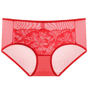
Cotton-bottomed crotch underwear for women sexy lace breathable quick-drying mesh mid-waist boxer pants comfortable high elastic thin