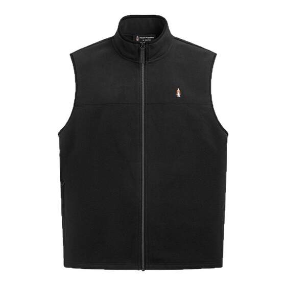 
[Knitted Polar Fleece] Hush Puppies Men's Spring Double-sided Velvet Feel Stand Collar Warm Casual Vest for Inner and Outerwear