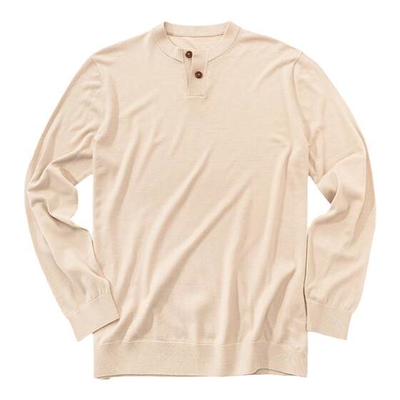 
MrBu Henry collar thin solid color wool T-shirt autumn and winter simple machine washable long-sleeved men BT12327