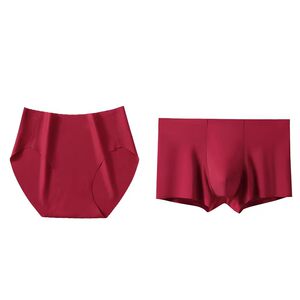 Red underwear wedding couple newlyweds seamless ice silk suit large size underwear socks gift box for one man and one woman