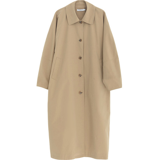 Trench coat coat classic British retro cocoon long spring and autumn new silhouette temperament paper texture
