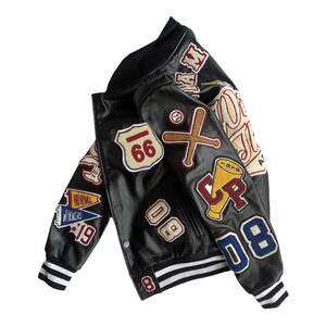 New heavy worker embroidered leather coat men's casual leather jacket baseball suit leather short jacket loose top NS tide
