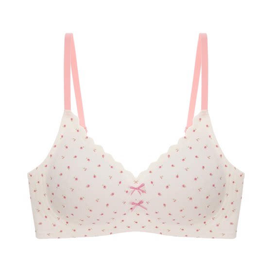 
Sweet little bow floral girl seamless underwear women's small breasts push-up anti-sagging student beautiful back sports bra
