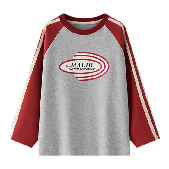 
Shrimp paste hemp boys long-sleeved T-shirt spring and autumn 2026 new boy bottoming shirt contrasting color stitching children's top