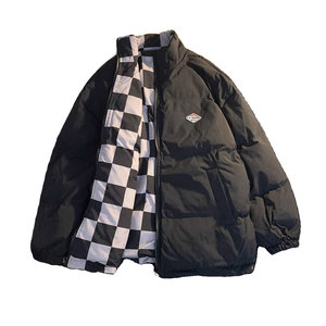 Wear down cotton jackets on both sides, male winter thick tide brand oversize