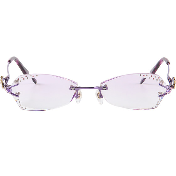 Frameless glasses for women with high-end diamond edge cut glasses with glasses finished myopia glasses frame color-changing glasses frame