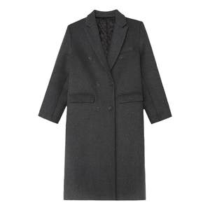 pusumede black woolen jacket for women in autumn and winter Korean mid-length high-end style loose wool coat
