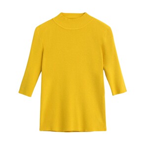 
Women's mid-sleeved thin sweater for women's autumn slim half-high neck white inner bottom shirt small short sweater top