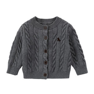 
Oak mont children's cardigan sweater autumn and winter warm baby boy knitted jacket thickened cable knitted baby sweater
