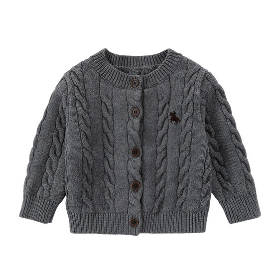 
Oak mont children's cardigan sweater autumn and winter warm baby boy knitted jacket thickened cable knitted baby sweater
