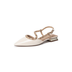 
Qianbaidu low-heeled Baotou fashion sandals for women in summer temperament vacuum leather beautiful single shoes with versatile skirt