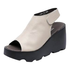 
Small thick-soled sponge cake high heels new summer genuine leather fashion versatile soft-soled fairy-style wedge sandals for women