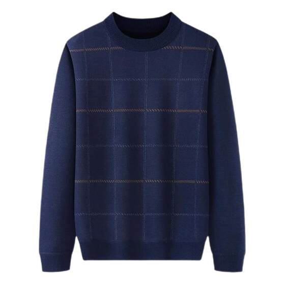 
Dad wears velvet thickened sweater for autumn and winter, middle-aged and elderly men, 50 years old, 60 years old, warm knitted base shirt, old man