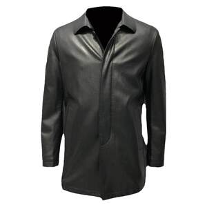 
25 new autumn and winter men's mid-length lapel leather jacket PU leather casual black leather style collar Zonoi brand